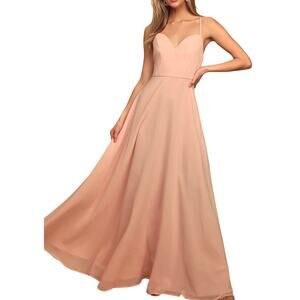 Lulus Capture My Heart Peach Sleeveless Maxi Dress Women's Size XS
